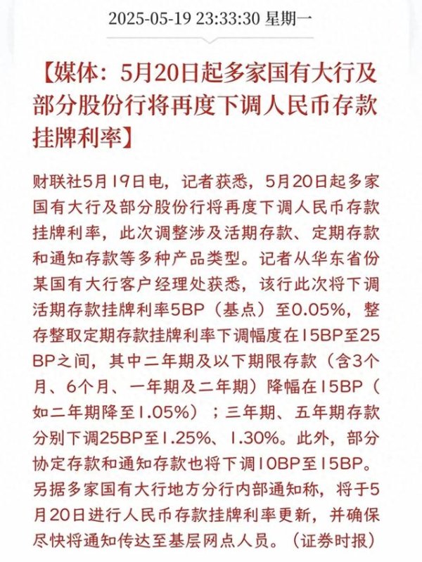配资在线炒股查询 利好, 各大银行开始密集下调存款利率!
