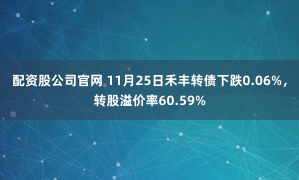 配资股公司官网 11月25日禾丰转债下跌0.06%，转股溢价率60.59%